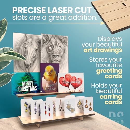 Straight Natural Wooden Tiered Display Stand, Portable Products Display Shelf, Jewelry Display, Card Display Rack, Display Risers, Altar Shelf, Display Stand for Vendor Events, Retail, Craft Shows - color: Natural