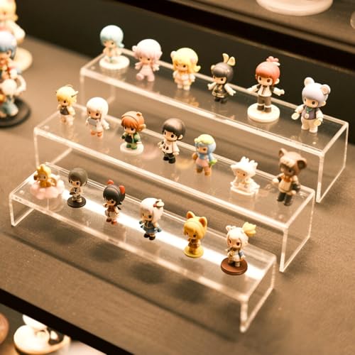Acrylic Display Riser Stand of 6pcs, 5mm Thickness,12'' Length Tierd Display Stands, Acrylic Shelf Risers for Perfume Display,Risers for Buffet Table,Cupcake Stand,Pop Figurines,Tumbler,Food - size: 6PCS