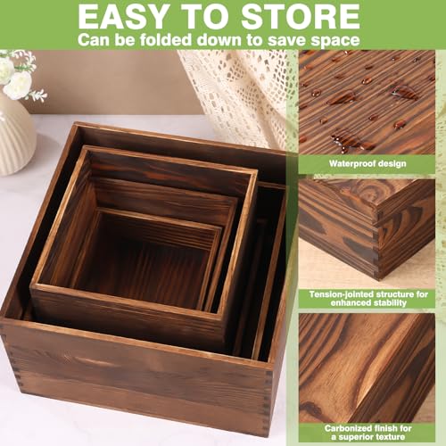 6 Pack Wood Cake Cupcake Stand Buffet Risers, Wooden Display Stand Wood Display Riser, Square Food Display Risers for Party Wedding Birthday Home (6" 7" 8" 9" 10" 11") - color: Brown 6pcs (6" 7" 8" 9" 10" 11")