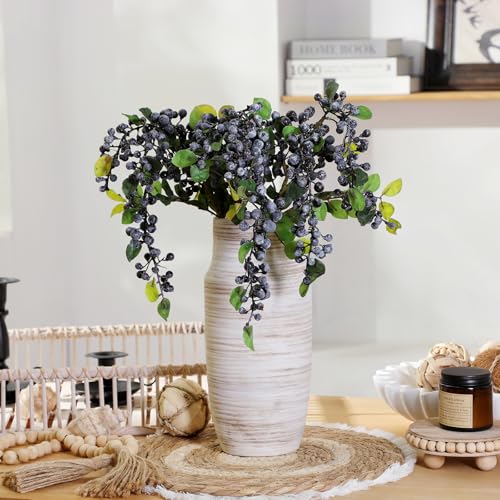 ALMA 11 inch Tall Cream and Beige Vase for Modern Living Room Decor, Wide Mouth Large Vase for Flower Bouquets, Ceramic Table Vases for Boho Room Decor, Modern Farmhouse, French Country Style - color: Cylinder-2-white-11"