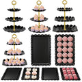 Kootek Dessert Cupcake Stand, 10pcs Dessert Table Display Set, 3 Tiered Cup Cake Holder Tower Stand Riser& Cookie Serving Trays for Wedding, Tea Party, Birthday, Baby Shower - color: Gold & Black, size: 10 Set