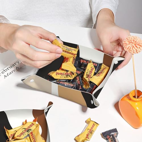 Minimalist Bohemian Abstract Composition Valet Tray Leather Portable Tray Desktop Storage Organizer Bedside for Men Women Jewelry Keys Coin Candy Sundries