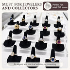 RJ Displays 6 Pcs Black Velvet Rings Display Stand, Jewelry Holder Organizer for Wedding, Showcase & Selling-Perfect Ring Display Case-Jewelry Ring Organizer holder-Perfect Rings stand for vendors - size: Pack of 6