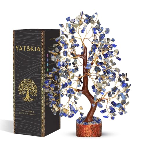 YATSKIA Lapis Lazuli Crystal Tree of Life - Healing Crystals and Stones - Crystals Decor - Crystal Gifts for Women - Good Luck Gifts - color: Lapis Golden Wire