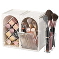 INVSSENE Stackable Makeup Organizer Countertop, Storage Perfume Skincare Cosmetic Lipstick Face Mask Makeup Brush Palettes, Ideal for Vanity Bathroom Counter - color: 3513 White+Clear