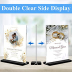 Acrylic Sign Holder 5x7, 6-Pack Plastic Clear Vertical Double-Sided Menu Display Stand with Double-Sided Display, Perfect for Restaurants, Offices, Exhibits - size: Vertical 6 Pack 5x7