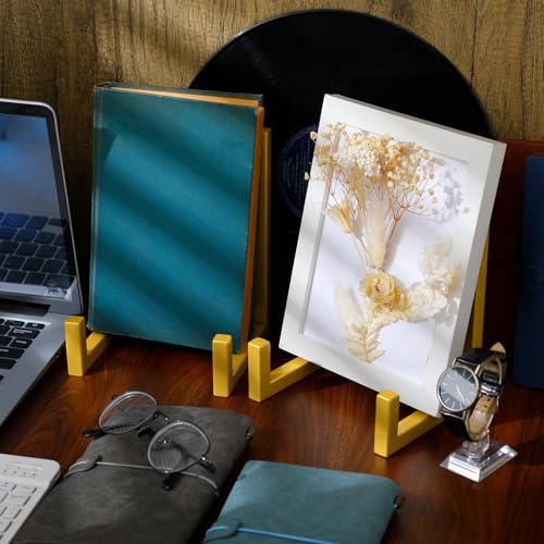 Sweetude 2 Pcs Large Plate Stands for Display Metal Frame Plate Holder Display Stand Decorative Table Top Easels for Picture, Book, Platter, Photo Easel (Gold,10 Inch) - color: Gold, size: 10 Inch