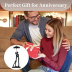 Sziqiqi Iron 6th Sculpture for Wife - Black Metal Couple Statue Kissing Under Umbrella Man Woman Sculpture Figurines for Shelf Mantel Fireplace Entry Bookshelf Television Room - style: Umbrella