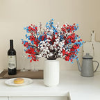 Hananona 10 Pcs 4th of July Flowers Artificial Babys Breath Fake Silk Patriotic Flowers for Independence Day Home Decor Floral Arrangement Table Centerpieces (10, Mix)
