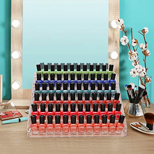 BTremary Clear Nail Polish Paint Organizer Holder Rack Shelf 6 Tier Acrylic Tattoo Ink Essential Oil Display Stand Holds Up to 48-96 Bottles for Table (Fit 1-2oz Bottles) - size: 6 Tiers Tabletop Rack