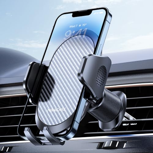 Miracase Phone Holders for Your Car with Metal Hook Clip, Air Vent Cell Phone Stand Car Mount, Universal Automobile Cradle for Garmin GPS Fit iPhone Android and All Smartphones, Dark Black - color: Dark Black, size: 1 Pack