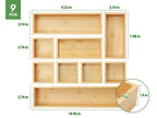Bamboo Drawer Organizer Set, 9 PCS Multi-Use Individual Wood Storage Organizers, Junk Drawer Divider and Storage Trays Containers for Kitchen, Bathroom, Office Desk, Makeup, Jewelry, Utensils - size: 9