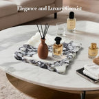 SAMAH Calacatta Viola Natural Marble Tray, Scalloped Storage Dish, Luxury Decorative Trays for Bathroom, Vanity, Dresser, Kitchen & Home Decor, Valentine's Day House Warming Gifts New Home (Square) - size: 7.8" x 7.8" x 0.7"