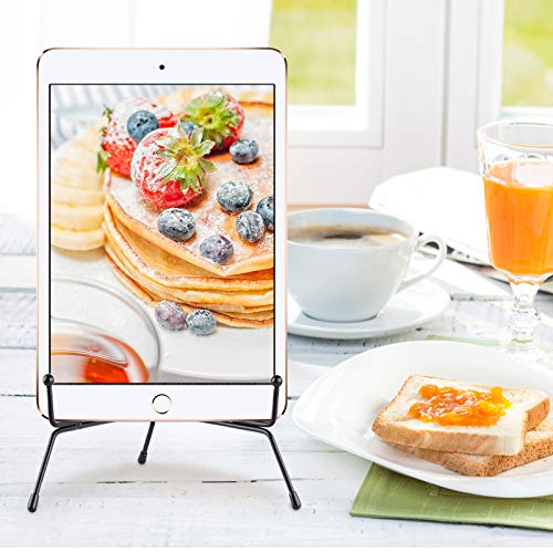 Mocoosy 4 Pack 8 Inch Improved Anti-Slip Plate Stands for Display, Plate Holder Display Stand, Picture Frame Holder Stand, Black Iron Easel Stands for Photo, Decorative Plate, Tablets and Table Art - size: 8 Inch