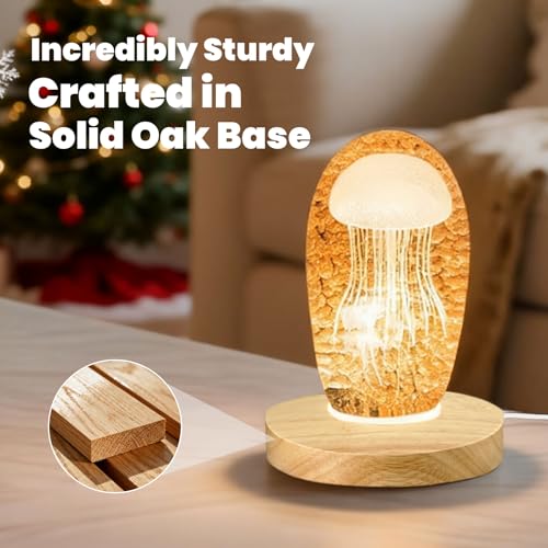 Wood LED Light Base - Crystal Display Base for Glass Art/Acrylic, 3 Light Modes with 10-Level Dimming & Auto Timer (Yellow, 4.7inch) - color: Yellow, size: 4.7inch