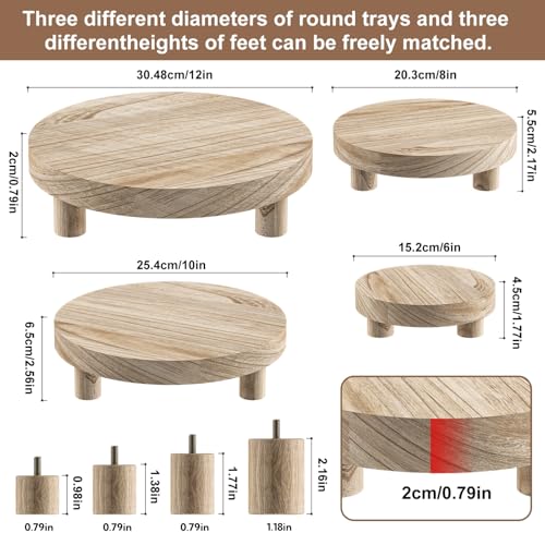 Wood Plant Stand Indoor Outdoor, 12/10/8/6" Round Wood Riser for Decor, Wooden Stool Display Stand Flower Pot Holder Small Planter Tray Modern Potter Decorative for Desktop Counter Room (Natural-4pcs) - color: Natural-4pcs