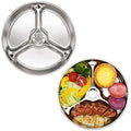 Korean Stainless Steel Divided Plates for Toddlers, Kids, Babies, 8-Inch, Premium 304, Electro-Polished, No Black Residue, BPA-Free, Round 3-Compartment Food Tray, Camping, Diet Control, Set of 2 - size: 3 Compartments (Round)