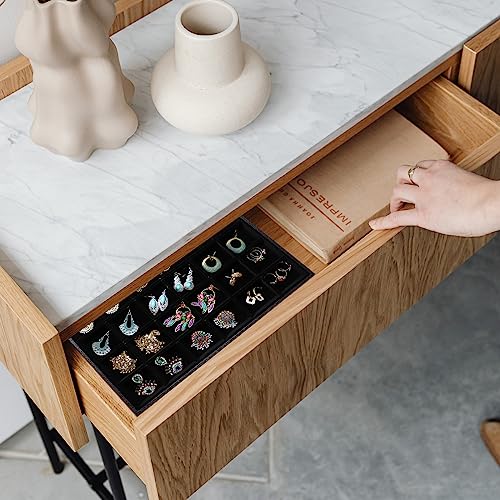 Wudygirl Velevt Stackable 30 Grid Jewelry Tray Display Rings Bracelet Earring Necklace Jewelry Tray Showcase Display Organizer (30 Grid) - color: Black 30 Grid, size: 1 Pcs