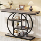 Tribesigns 41.3" Console Table, Industrial 4-Tier Sofa Table Entryway Table with Circle Base, Narrow Wood Accent Tables with Storage Shelves for Living Room, Hallway, Foyer, Gray | Industrial, Sofa Table, Entryway Table, Narrow, Accent Tables, Storage She