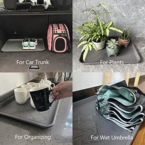 PetLike Boot Tray for Entryway Indoor, Pet Food Mat Tray, 16.7 x 12.8 inch 2 Packs, Waterproof Rubber Mat for Boots, Shoes, Pets, Garden - color: Grey New