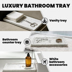 Marble Tray, Stone Bathroom Tray for countertop, Small White Marble Vanity Tray for Perfume, Skincare & Bathroom Accessories