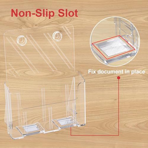 GTI Acrylic Brochure Holder 8.5 x 11 inch, 4 Packs Brochure Display Stand for 4’’ Trifold Pages, Clear Flyer Display Holder for Magazine, Pamphlet, Booklets, Menu,Journals