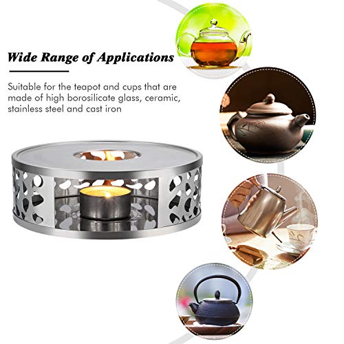Simtive Teapot Warmer, Brushed Stainless Steel Tea Warmer with Tealight Holder, Silver - size: 5.9 in-Silver