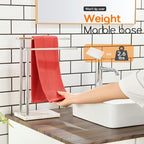 Hand Towel Holder Chrome for Bathrooms Vanity Countertop 2-Tier Towel Rack Free Standing with Thicken Marble Base, Polished Stainless Steel AN7003CH - color: Polished Chrome, size: 2-Bar