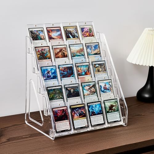 DEEIF 5 Tier Acrylic Trading Card Display Stand, 12" Display Shelf for Magnetic Card Holders, Toploaders, PSA Graded Cards, TCG Sports Card Collection (5Tier, 1Pack) - size: 5Tier, 1Pack