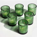 VOHO 12pcs Candle Holder Ribbed Glass, Green Votive Candle Holders for Wedding Party Table Centerpieces, Glass Tealight Candle Holder for Birthday Gift(2.1'' x 2.6'', Green) - color: Green