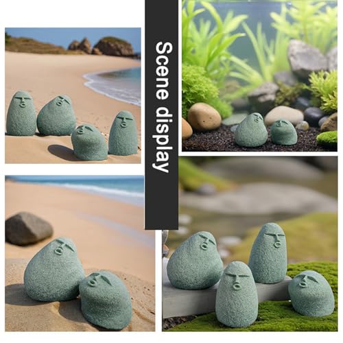 Cute Stone Primitive Man Figurine: Funny Stoneman Statue for Outdoor Decor, Carving Face Garden Home Decoration Fish Tank Ornament - Stone Man D - style: Stone Man D
