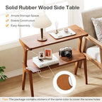 Tribesigns Solid Wood End Table, Modern Side Table for Couch, 2-Tier Narrow Tall End Table, Long Bedside Table for Living Room, Bedroom, Walnut - color: Walnut