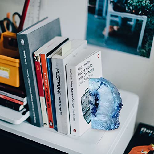 Crystal Book Ends Blue Dyed Agate Bookends Large 4-5 Lbs for Heavy Books 1 Pair - color: Blue, size: 4-5LBS