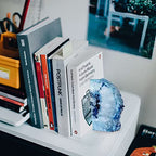 Crystal Book Ends Blue Dyed Agate Bookends Large 4-5 Lbs for Heavy Books 1 Pair - color: Blue, size: 4-5LBS