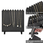 Ikee Design Set of 2 Wood Necklace Jewelry Display Stand for 8 Necklaces, Necklace Display Holder Organizer, Black Color - color: Black