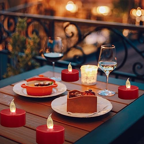 Hanzim Tea Light Candles with Remote Control,Flickering Flameless LED Candle,Long Lasting 400+Hours,Battery Operated with Timer for Home Decoration Seasonal &Festival Celebration(12pcs Red) - color: Remote-Red, size: 12pack