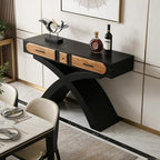 WILLIAMSPACE 47.24" Rectangular Console Table with Cross Leg & 2 Drawers, Mid Century Modern Wooden Entryway Sofa Table Hallway Table for Living Room, Foyer - Black - color: 47.24" Rectangular Console Table With Cross Leg,black
