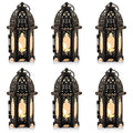 NUPTIO 6 Pcs Hanging Candle Holder Lantern Centerpiece Table/Hanging Glass Hexagon Moroccan Candle Lantern Holders, Black - color: Black, size: 6 Pcs Small Size