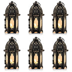 NUPTIO 6 Pcs Hanging Candle Holder Lantern Centerpiece Table/Hanging Glass Hexagon Moroccan Candle Lantern Holders, Black - color: Black, size: 6 Pcs Small Size