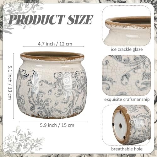 Vintage Planter Large Ceramic Plants Pot Beige Green Acanthus Leaf Ice Crack Cottage Scroll Vase Flower Vase Pot Indoor Plants Home Kitchen Decor Farmhouse Antique Decorative Gifts - color: Beige Green, size: Acanthus Leaf
