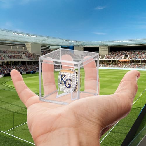 Championship Ring Display Case Clear Acrylic Ring Case Display Box for Sports Baseball Basketball Softball Football Single Ring Holder Coin Stand, 2.16 Inch - size: 1 Pack