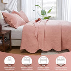 JYHOPE Grass Twin Quilt Set 68x90 Lightweight Microfabric Bedspread, 3-Piece Quilt Bedding with Pillow Shams, Summer Cooling Quilts, Ribbon Wrapped Gift - color: Leaf Pattern-grass, size: Twin(68x90)