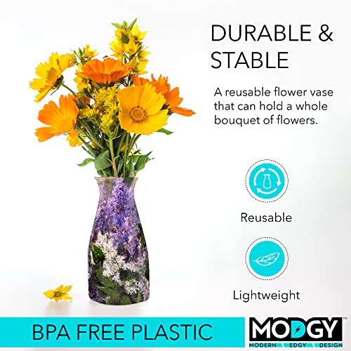 MODGY Collapsible and Expandable Flower Vase Plastic Decorative Modern Centerpieces Dining Table Decor Living Room Bathroom Wedding Office, Mary Cassatt Lilacs - style: Mary Cassatt Lilacs