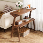 Tribesigns Solid Wood End Table, Rustic Side Table for Couch, 2-Tie Farmhouse Tall End Table, Narrow Bedside Table for Bedroom, Living Room, Easy Assembly, Rustic Brown - color: Rustic Brown