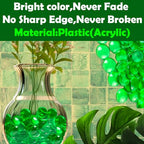HappyFiller 630 PCS Green Color Acrylic Gems Plastic Flat Marbles Gemstones for Vase Fillers,Party Confetti Table Scatters Aquarium Fish Tank Fishbowl Pebbles Stones,Arts Crafts - color: Dark Green