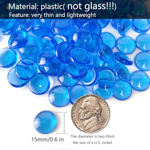 HappyFiller 630 PCS Acrylic Flat Marbles Fake Crystal Gems for Glass Vase Fillers, Crafts,Party Confetti,Wedding Centerpieces,Fairy Garden Gemstone Beads with Vibrant Royal Blue Color - color: Cobalt Blue