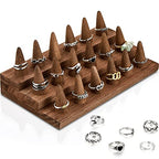 Juexica 18 Fingers Wood Ring Display Wooden Finger Ring Stand for Selling Jewelry Display Holder Showcase for Storage(Brown) - color: Brown