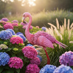 35" Flamingo Garden Statues & Sculptures, Metal Birds Yard Art Outdoor Statue, Large Pink Flamingo Lawn Ornaments for Home, Patio, Backyard Decor - size: 35Inch