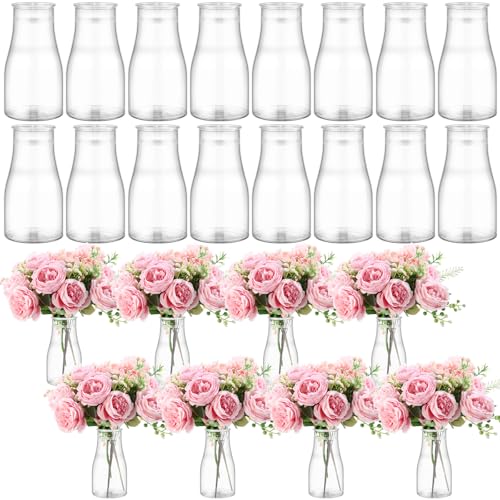 Mumufy 24 Pcs Plastic Bud Vases Bulk Small Clear Container for Flowers Height Shatterproof Crystal Bud Vase for Centerpieces Wedding Home Table Decorations Formal Dinners(3.15 x 5.91 Inch) - size: 3.15 x 5.91 Inch