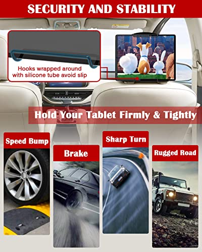 WONNIE 2 Pack Car Headrest Holder for 10-12.9" Large Size Tablets - size: 2 Pack- fits 10-12.9" tablet